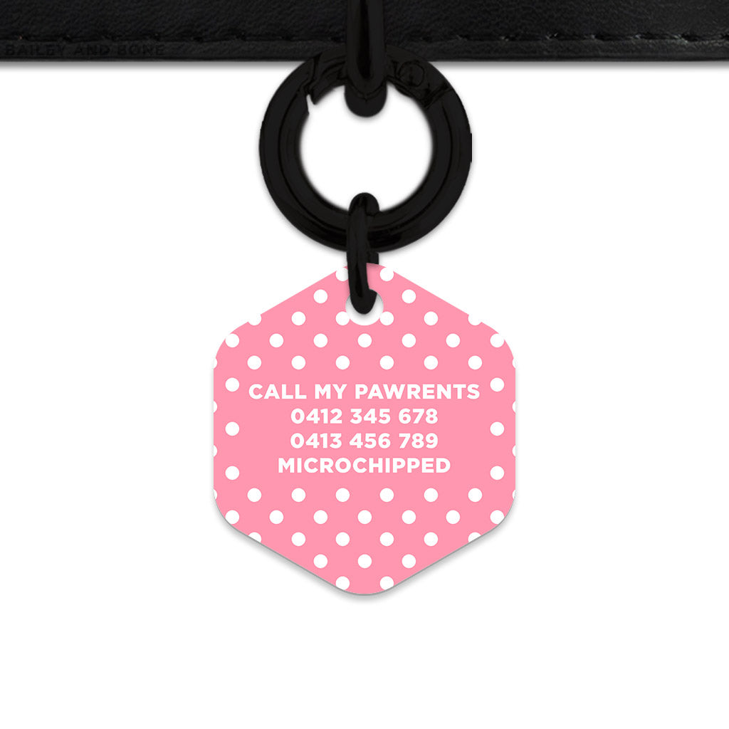 Pink And White Polka Dot Pet ID Tag