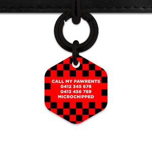 Black And Red Checkers Pet ID Tag