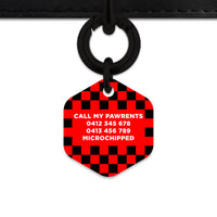 Black And Red Checkers Pet ID Tag