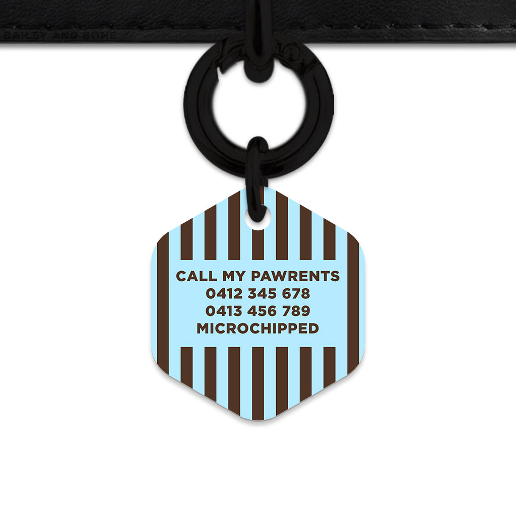Blue And Brown Stripes Pet ID Tag