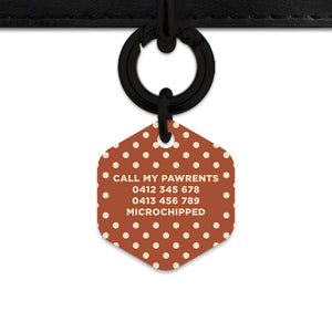 Brown And Beige Polka Dots Pet ID Tag