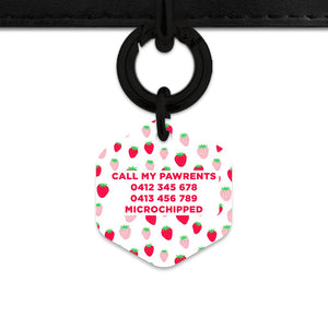 Pink And Red Strawberries Pet ID Tag