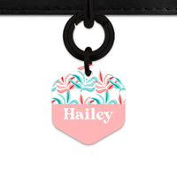 Pink And Blue Tropical Leaves Pet ID Tag