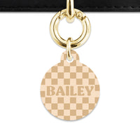 Beige And Tan Checkers Pet ID Tag