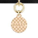 Beige And Tan Checkers Pet ID Tag