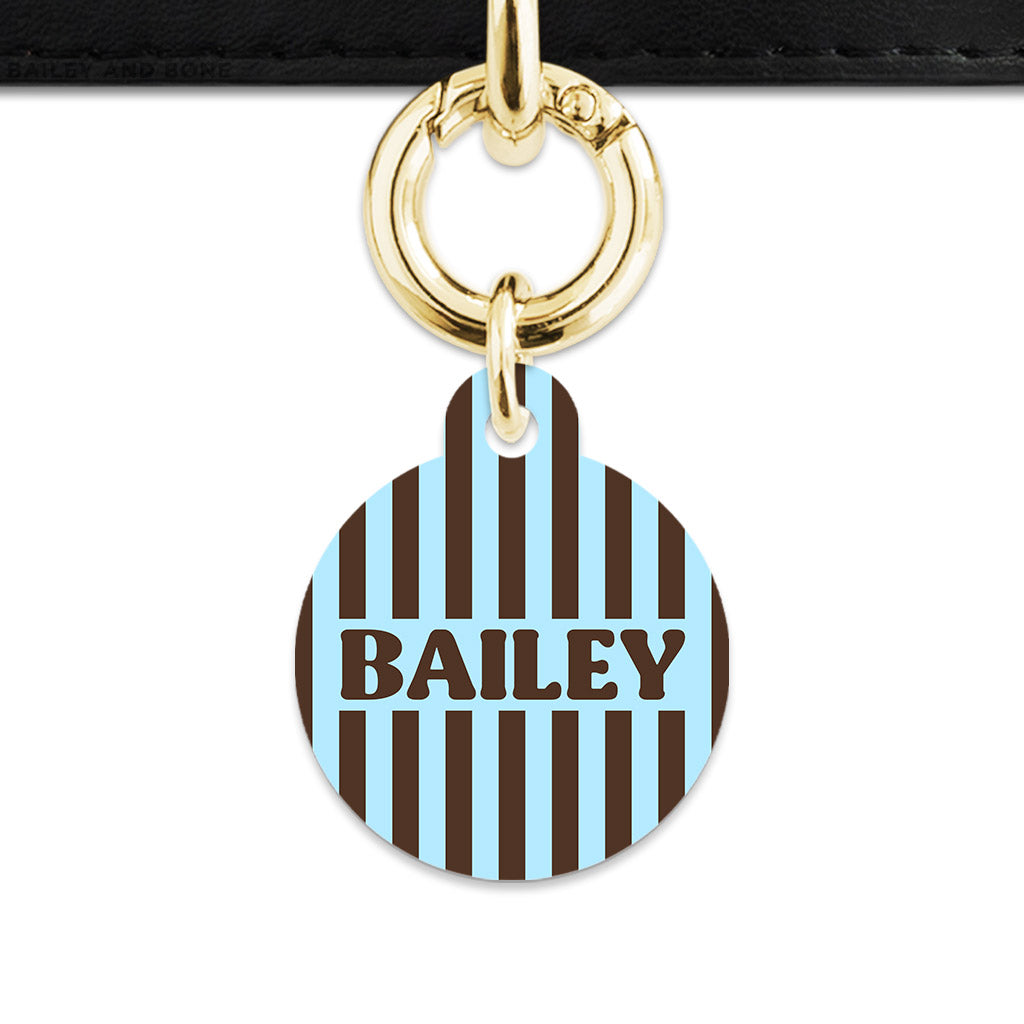 Blue And Brown Stripes Pet ID Tag