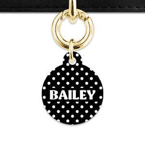 Black And White Polka Dots Pet ID Tag