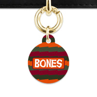 Green And Orange Spooky Stripes Pet ID Tag