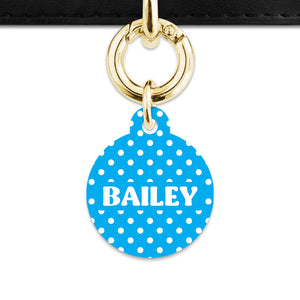 Blue And White Polka Dots Pet ID Tag