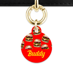 Burger Pattern Pet ID Tag