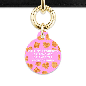 Pink Waffles Pattern Pet ID Tag