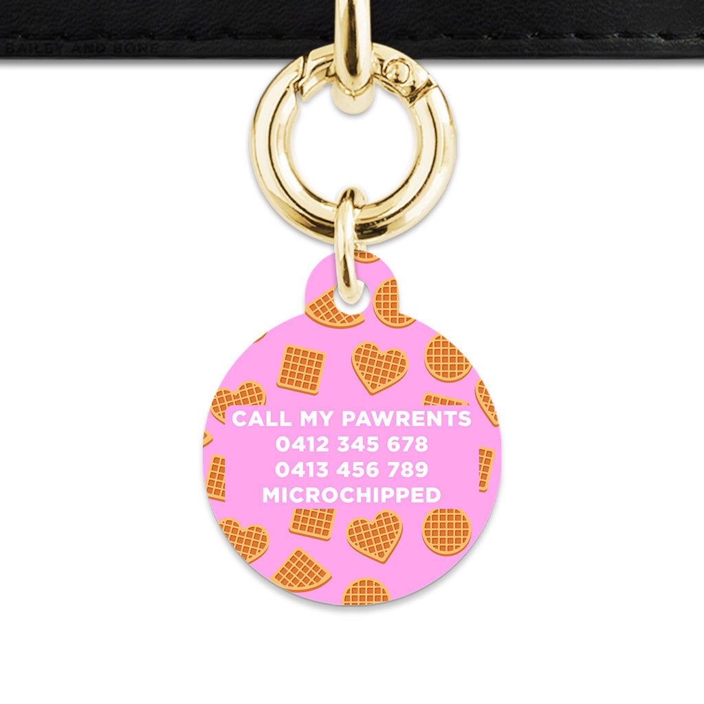 Pink Waffles Pattern Pet ID Tag