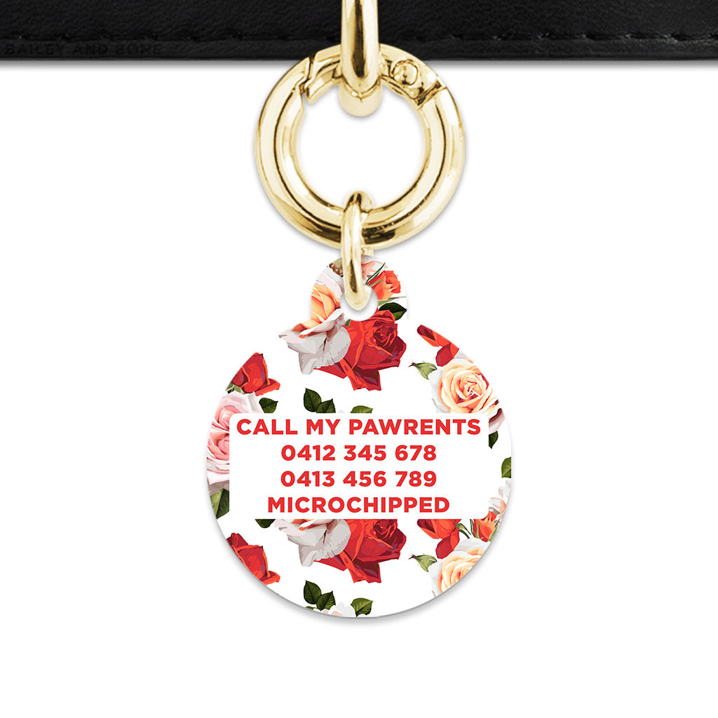Red And White Roses Pet ID Tag