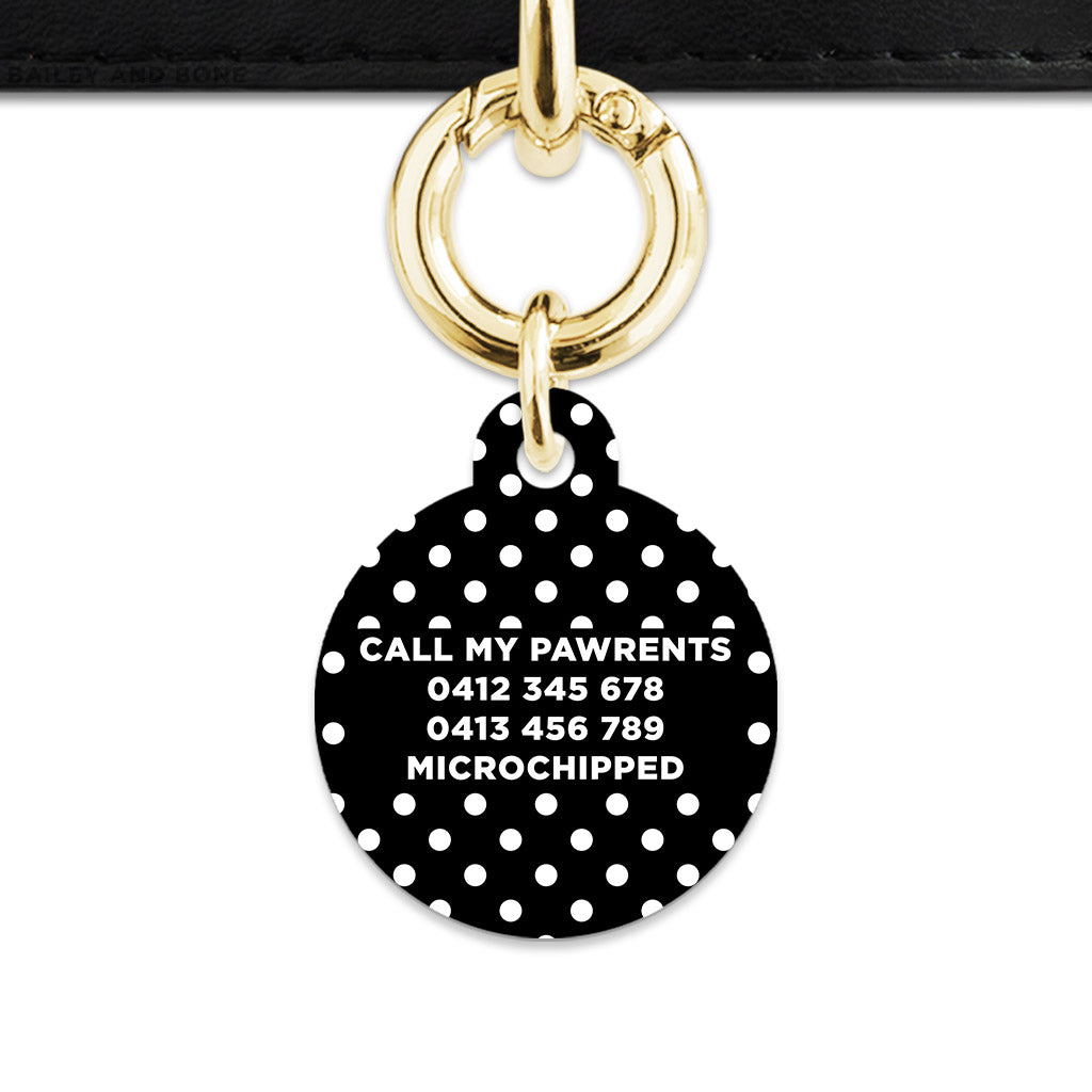 Black And White Polka Dots Pet ID Tag