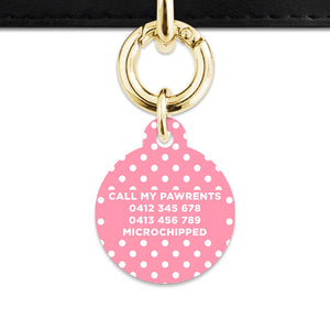 Pink And White Polka Dot Pet ID Tag