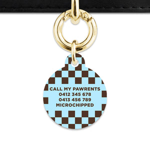 Blue And Brown Checkers Pet ID Tag