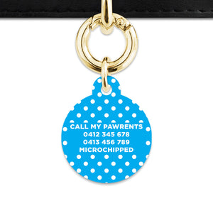 Blue And White Polka Dots Pet ID Tag