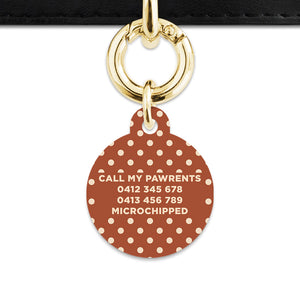 Brown And Beige Polka Dots Pet ID Tag