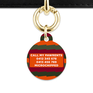 Green And Orange Spooky Stripes Pet ID Tag