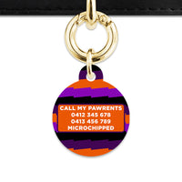 Purple And Orange Spooky Stripes Pet ID Tag