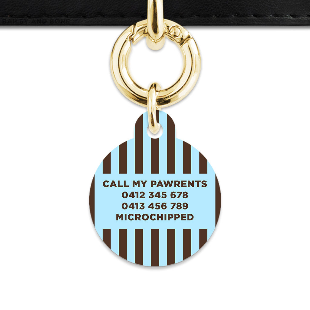 Blue And Brown Stripes Pet ID Tag