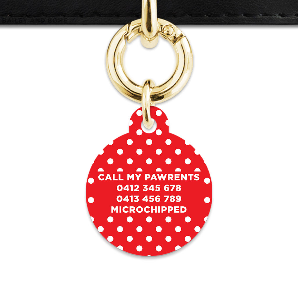 Red And White Polka Dots Pet ID Tag