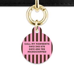 Pink And Brown Stripes Pet ID Tag