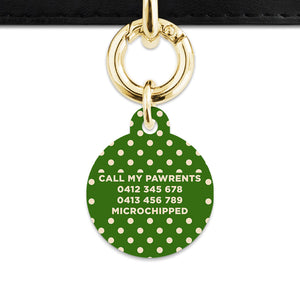 Green And Beige Polka Dots Pet ID Tag