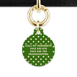 Green And Beige Polka Dots Pet ID Tag