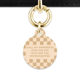 Beige And Tan Checkers Pet ID Tag