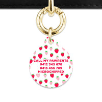 Pink And Red Strawberries Pet ID Tag
