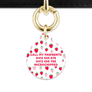 Pink And Red Strawberries Pet ID Tag