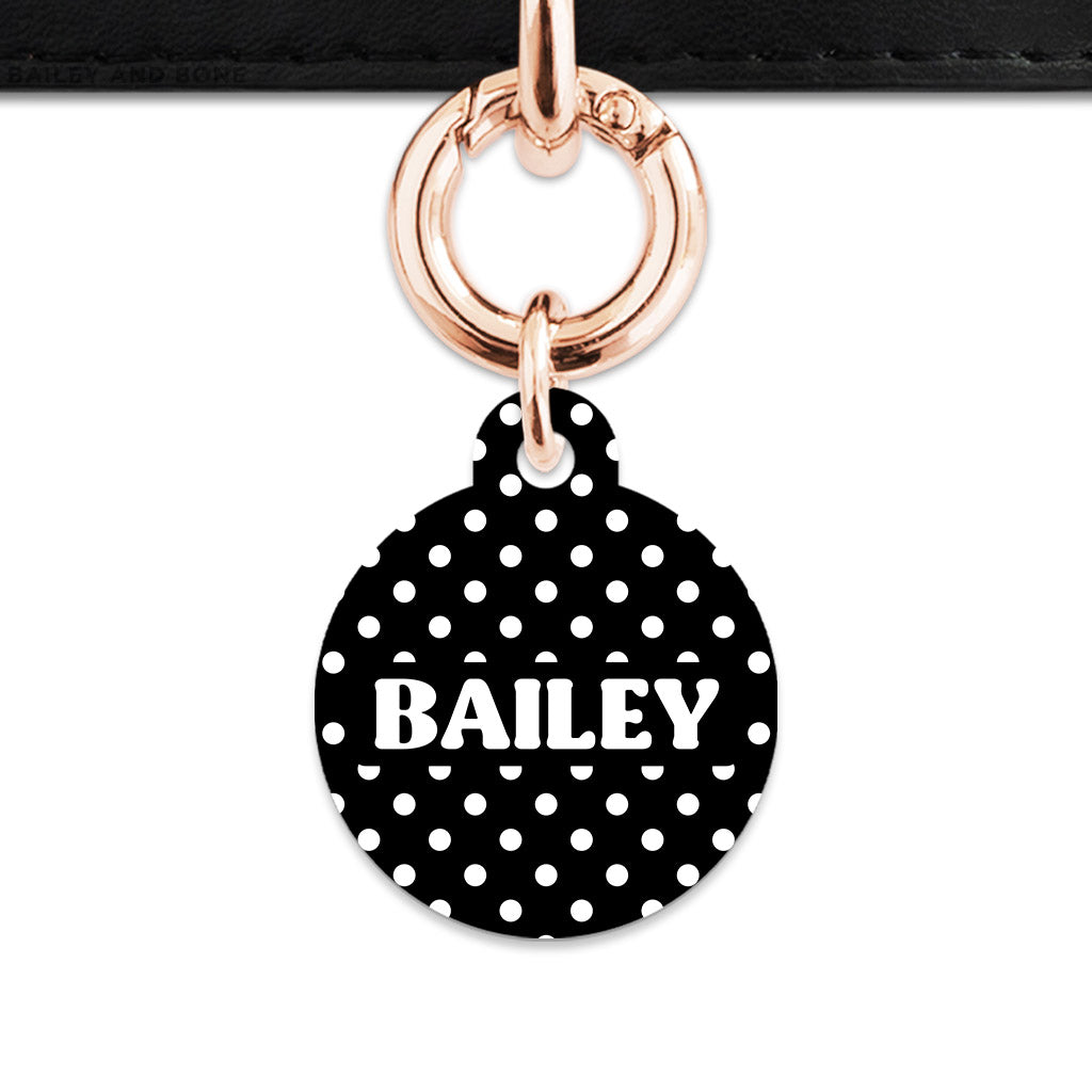 Black And White Polka Dots Pet ID Tag