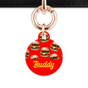 Burger Pattern Pet ID Tag