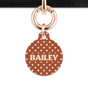 Brown And Beige Polka Dots Pet ID Tag