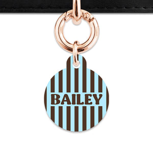 Blue And Brown Stripes Pet ID Tag