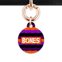Purple And Orange Spooky Stripes Pet ID Tag