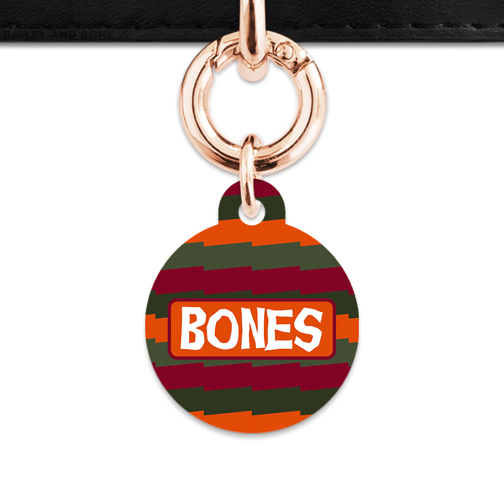 Green And Orange Spooky Stripes Pet ID Tag