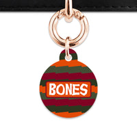Green And Orange Spooky Stripes Pet ID Tag