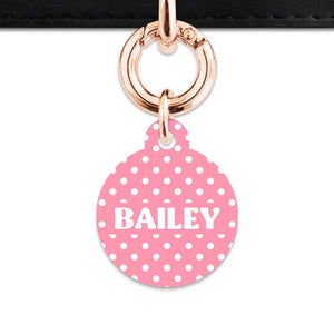 Pink And White Polka Dot Pet ID Tag