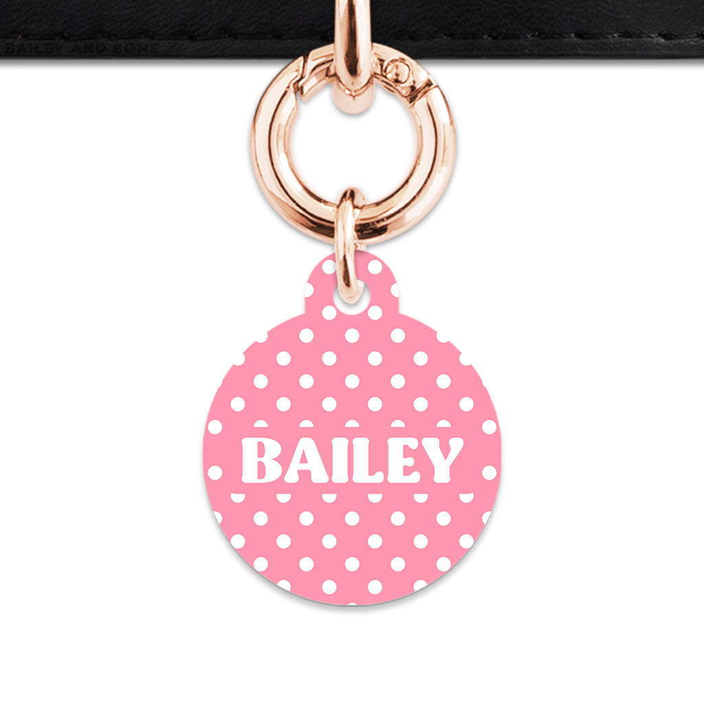 Pink And White Polka Dot Pet ID Tag