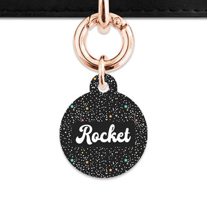 Black Pastel Stars Pet ID Tag