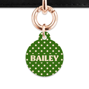 Green And Beige Polka Dots Pet ID Tag