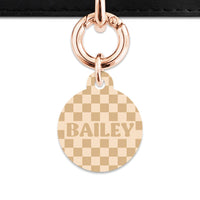 Beige And Tan Checkers Pet ID Tag