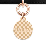 Beige And Tan Checkers Pet ID Tag