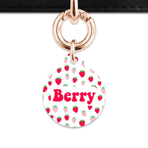 Pink And Red Strawberries Pet ID Tag