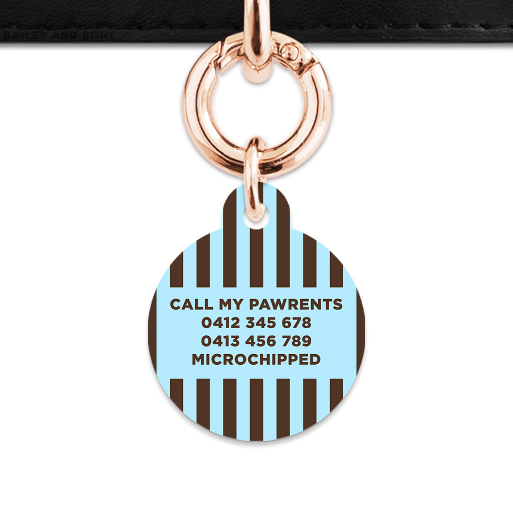 Blue And Brown Stripes Pet ID Tag