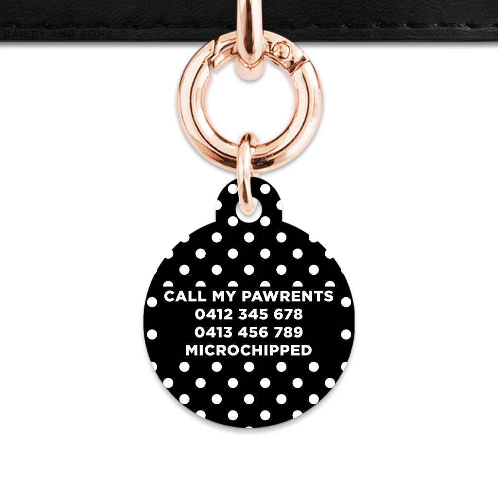 Black And White Polka Dots Pet ID Tag