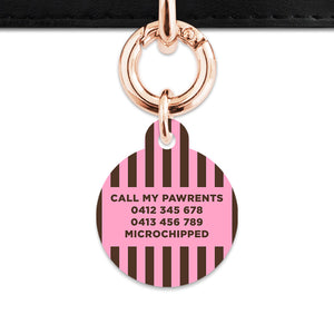 Pink And Brown Stripes Pet ID Tag