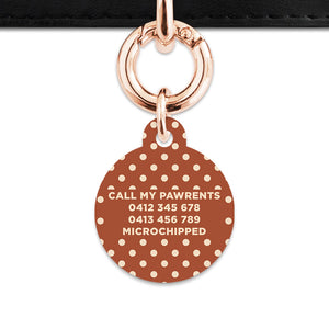 Brown And Beige Polka Dots Pet ID Tag
